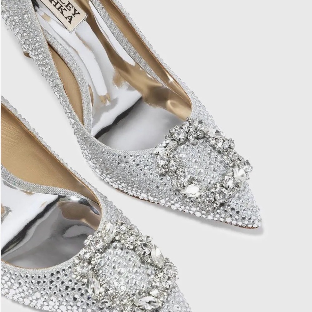 Badgley Mischka Glittering Silver Crystal Heels